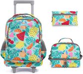 seastig Rolling Backpack for Girls and Boys Rolling Backpack for Kids 18 Inch Double Handle Backpack with Wheels Kids Luggage Bag, Fruit.