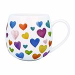 Cute Mugs Colorful Heart Shaped Ceramic Coffee Mug Cups, 13oz Fine Bone China Heart Mug Perfect Birthday Gifts Christmas Mugs for Women Mom Friends Coworker Boss