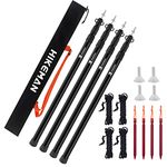 HIKEMAN Tent Poles Camping Poles for Tarp Awning Canopy Porch Sun Sails Tarpaulin Headroom Aluminium Adjustable Telescoping 90-230cm ((4PCS) Black)