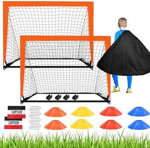 TGLTIC Soccer Nets for Backyard Kids, 2 of 4X 3FT Portable Indoor+Outdoor Soccer Goal Training Equipment, 8 Dis Cones and Carry Bag, Pop Up Soccer Goals Nets Set for Kids (Orange)
