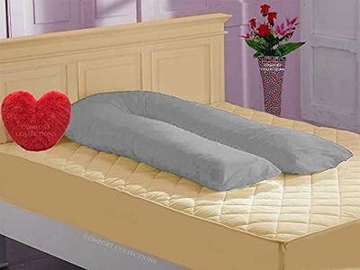 Comfort Collections 12FT U Shaped Pillow Case Cover Maternity Nursing Pregnancy Giant Bolster Full Body Pillow Case Cover COLOUR SILVER