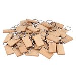 Ahvqevn 50 Blank Wooden Keychain Rectangular Engraving Key ID Can Be Engraved DIY