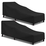 Arcedo Waterproof Patio Chaise Lounge Covers, Outdoor Lounge Chair Covers, Outdoor Patio Furniture Cover for Poolside Beach, All Weather Protection, 80" x 30” x 26" H, Black, 2 Pack