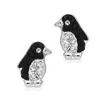 Cute "Underwater Champion" Penguin Aquatic Bird Earrings, Never Rust 925 Sterling Silver Natural & Hypoallergenic Studs For Women, Girls and Kids with Free Breathtaking Gift Box for Special Moments