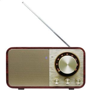 Portable Bluetooth Speaker with FM Radio Vintage Radio with SD/USB Memory Music Player Function, Wireless Streaming from Smartphone, 10 Hours Playback (Walnut)