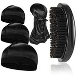 3pcs Silky Durag with Wave Brush for Men 360, Curved Medium/Hard Hair Brush Kits,G