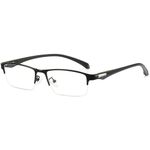 ANRRI Blue Light Glasses for Men Semi Rimless Rectangle Black Metal Frame UV Blocking Computer Glasses+1.50 Magnification