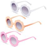 SNOWIE SOFT 3Pcs Girls Non-Polarized Sunglasses Kids Summer Sunglasses Round Flower Framed Sunglasses Outdoor Uv Protection Beach Non-Polarized Sunglasses For Kids 3-8 Years Old, Assorted