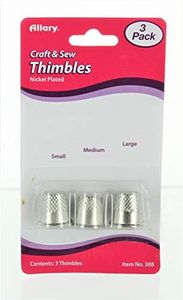 Allary Craft & Sew ASSORTED THIMBLES Pack Small, Medium & Large Sizes (1 of Each Size) (NICKEL PLATED Metal Thimbles)3