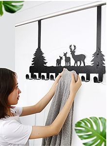 BeiLeiNiceHK Over The Door Hook Easy Installation Organizer Coat Hooks Wall Mounted Metal Towel Hook Rack Animal Deer Hanger for Bathrooms Door Hanging Dual Mounted Key Hooks 8-Hooks,Black