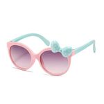 Dervin UV Protected Girl's Bow Cute Sunglasses Baby Personality Cartoon Travel Sunshade Glasses (Pink-Black)