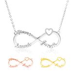 Amlion Personalised Necklaces,Custom Infinity Necklace,2,3,Name Necklace for Women, 925 Silver Heart Necklace