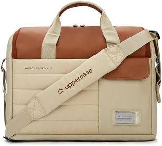 uppercase 14L Omega 03 Professional Laptop Messenger Bag | up to 15.6''| 3x More Water Resistant| With Rainproof Zippers| Tablet Compartment| Multiple Organisers| Office Bag for Men & Women (Beige)
