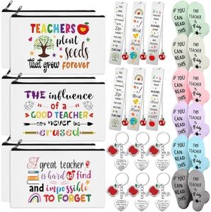 Paterr 24 Pcs Teacher Appreciation Gifts Including Funny Teacher Socks Bulk Teacher Makeup Bags Teacher Keychains Teacher Metal Bookmark Thank You Gifts Ideal for Graduation Birthday Teachers Day