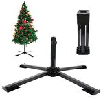 MaxAwe Foldable Christmas Tree Stand Base, Large Metal Xmas Tree Stand for 6-10FT Artificial Trees, Heavy Duty Black Cross Base Holder for Home Party Decoration(3.2cm diameter)