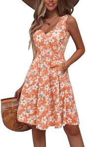 HUHOT Summer Dress Graduation Sun Dress Vacation Beach Dress Sleeveless Tank Beach Hawaiian Dress