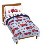 Jay Franco Trend Collector Go Fire Truck Go 4 Piece Toddler Bed Set - Includes Comforter & Sheet Set - Super Soft Fade Resistant Microfiber Bedding