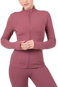 YITTY Active Women's Ultraluxe Full Zip Jacket, Athleisure, 4-Way-Stretch, Thumbholes, Moonlight Mauve, XL