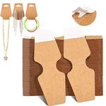 Nezyo 400 Jewelry Display Cards with Adhesive Kraft Paper Cards Necklaces, Keychains, Bracelet Display Cards, Jewelry Display Cards for Necklaces (Khaki)