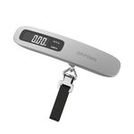 GRIFEMA GA2006 Digital Luggage Scale, 50kg (110lb) Capacity, Backlit LCD Display, Tare Function, Lightweight for Travel, Silver