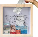 Adventure Archive Box, Travel Collection Box Ticket Memory Box 3D Picture Frame for Filling Travel, Collection Box Ticket Shadow Box Top Loader Display Case Frame for Souvenir Ticket Ribbon(20x20cm)