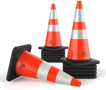 RoadHero 12 Pack Traffic Safety Cones 28 Inch, PVC Cone with Black Weighted Base, Orange Cones with Reflective Collars for Parking Lot, Road Safety, Construction Events