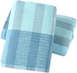 YiLUOMO Striped Hand Towels 100% Cotton Green Muslin Combine Striped Fluffy Terry Fabric Hand Towels for Bathroom Super Soft Absorbent Modern Decorative Hand Towels 13x 29 Inch, 2 Pack