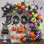 Halloween Balloon Arch Garland Kit, Halloween Party Decorations Confetti Latex Balloons Bouquet Kit Halloween Décor Large 3D Bat Foil Balloon Arch Kit Decorations for Halloween Party Supplies(XLarge)