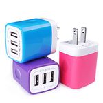 Wall Charger, USB Charger Adapter, 3.1A/3Pack Muti Port Fast Charging Cube Power Charge Base Block Plug for iPhone 15 14 13 12 11 Pro Max SE X 8 Plus, Samsung Note 20 S22 S21 S20, Kindle Fire USB Plug