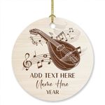 Personalized Mandolin Christmas Hanging Ornament, Mandolin Instrument Ornaments, Customized Text Year & Name Mandolin Players Xmas Ornament Gifts for Mandolinists, Instrument Ornament Christmas 2024