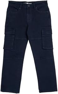 X RAY Boys Slim Fit Stretch Cargo Pants, Cotton Casual Pants with 7 Pocket for Boys | Navy X