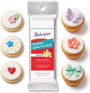 Bakerpan Premium Rolled White Fondant for Cake Decorating, Vanilla Flavor - 4.4 Ounces (Made in USA)