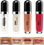 Frilliance Moisturizing Natural Lip Gloss Vault Bundle for Teens, (4 Pack - Pearly Y2k, Cherry Glaze, Crystal Clear, Natural Blush, 8 ml / .28 fl oz each) Cruelty Free Hypoallergenic All Skin Types