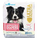 Paw Inspired Disposable Dog Diapers | Female Dog Diapers Ultra Protection | Diapers for Dogs in Heat, Excitable Urination, or Incontinence (Large (20 Count))