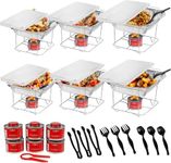 Alpha Living 6 Pack - Disposable Chafing Dish Buffet Set, Welded Body Food Warmers for Parties, Fuel Cans Complete Set, Half Size Pans, Warming Trays