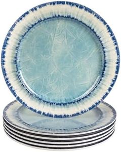AELS Melamine Dessert Plates Set of 6, 8.5 inch Small Dinner Plates for Indoor and Outdoor Use, Dishwasher Safe, Lightweight Unbreakable, BPA Free, Light Blue