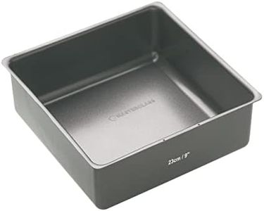 MasterClass KCMCHB35 23 cm Deep Cake Tin with PFOA Non Stick and Loose Bottom, 1 mm Carbon Steel, 9 Inch Square Pan, Grey