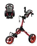 Caddytek Caddylite Compact 3 Wheel Golf Push Cart | One Click Folding Design, Smallest Folded Footprint, 32" Wide Wheelbase with Convenient Handbrake