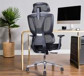 MRC EXECUTIVE CHAIRS ALWAYS INSPIRING MORE Bravo Ergonomic Mesh High Back Office Chair With Auto Adjustable Lumbar Support, 3D Armrests, Multi-Tilt Lock Mechanism & Strong Chrome Base - Black