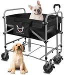2-in-1 Dog Bathtub and Dog Stroller, Portable Dog Bath and Pet Stroller for Small and Medium Dogs (5-55 lbs) and Cats, Four-Wheel Bathing Cart with Brake Grey