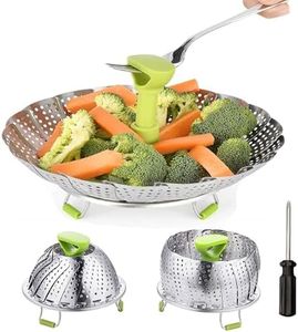 Steamer Basket, Vegetable Steamer Basket, 9" Stainless Steel Steamer Basket, Folding Steamer Insert for Veggie Fish Seafood Cooking, Expandable to Fit Various Size Pot(5.1" to 9")