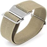 JBRUN French Troops Parachute Style Watch Band - Elastic Fabric Nylon Waterproof Military Replacement Watch Strap - Choice of Colors - 18mm 20mm 22mm (20mm, Khaki)