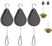 WROSWT Upgraded Retractable Plant Hanger,Plant Pulleys for Hanging Plants,Easy to Raise and Lower,Auto Lock,Heavy Duty, Adjustable Hook for Garden Baskets Pots,Birds Feeder, 3 Pack