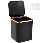 Senbaler Mini Desktop Bin with Lid 2L,Trash Can,Waste Table Bin for Bedroom,Bathroom,Office, Dressing Table,Kitchen,ABS,Light Luxury (Black)