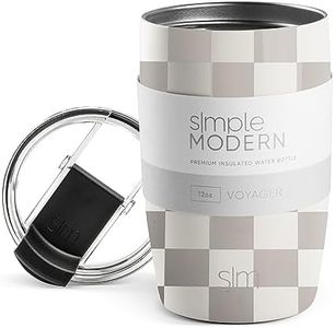 Simple Modern Travel Coffee Mug Tumbler with Flip Lid | Reusable Insulated Stainless Steel Cold Brew Iced Coffee Cup Thermos | Gifts for Women Men Him Her | Voyager Collection | 12oz | Checkmate