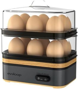 Evoloop Rapid Egg Cooker Electric 12 Eggs Capacity, Soft, Medium, Hard Boiled, Poached, Omelet Maker Egg Poacher & Vegetable Steamer, BPA Free Tray(Grey)