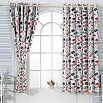 Black Curtains for Bedroom 39 Inches Length, United Kingdom Country Window Curtains for Bedroom and Living Room 2 Panels Set 55 x 39 Inch