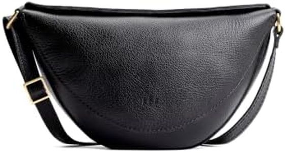 Portland Leather Goods Koala Sling Bag – Leather Sling with Top Magnetic Closure, Interior Pocket & Adjustable Strap – Handmade from the Finest Full-Grain Hides – Large, Pebbled Black
