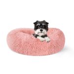 rabbitgoo Calming Dog Bed for Small Dog, 27 inches Pet Bed Washable, Fluffy Round Bed, Non-Slip Plush Large Cat Bed, Soft Cushion for Puppy, Pink, XL