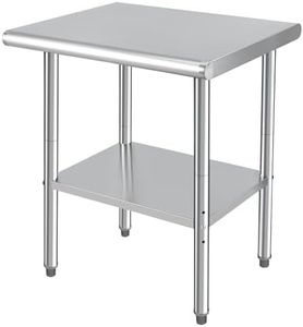 GarveeTech Stainless Steel Food Prep Table, 24 x 30 Inches NSF Commercial Kitchen Metal Table with Adjustable Lower Shelf and Plastic Feet, Steel Work Prep Table for Restaurant Home Hotel